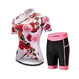 Ropa de ciclismo para mujer, manga corta, ropa de bicicleta, ropa de ciclismo, Bloom Rosa, XXL