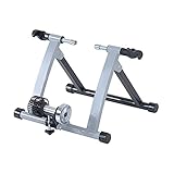 HOMCOM Rodillo de Bicicleta Entrenamiento Plegable con Resistencia Magnética para Ruedas de 650C/700C o 26-28 Pulgadas para Casa Interior Carga 135 kg 54,5x47,2x39,1 cm Plata