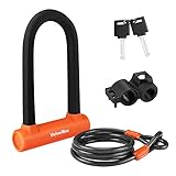 ValueMax Candado en U Bicicleta, Candado en Forma de U para Bicicleta, Resistente, de Alta Seguridad, con Cable Flexible de Acero de 1,8 m y Soporte de Montaje Resistente para Bicicletas, Motocicletas