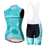 Ropa Ciclismo Mujer Sin Mangas Conjunto Chaleco de Bicicleta,Traje Ciclista Verano Maillot MTB Ciclo Sleeveless,Camiseta y Culotte Tirantes con 19D Acolchado De Gel,Cycling Jerseys Respirable（11,S