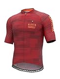 LAMEDA Maillot Ciclismo Hombre Verano Ropa Ciclista Hombre Poliéster 100% Transpirable （Rojo-XL