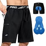 Pantalones cortos de bicicleta de montaña para hombre con ropa interior acolchada 4D extraíble, pantalones cortos de ciclismo de MTB, ajuste holgado