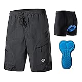 Santic Pantalon Corto Ciclismo Hombre Pantalon Bicicleta Hombre MTB Pantalones Ciclista Acolchado con Calzoncillos Ciclismo con Badana Negro EU XL