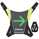 shenkey Chaleco de Ciclismo LED con Señales de Giro - Control Remoto, Reflectante e Impermeable, Recargable por USB, Fácil de Instalar para la Seguridad en Ciclismo