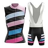 Conjunto Ropa Ciclismo Mujer Sin Mangas Verano,Maillot Chaleco de Bicicleta Traje MTB Ciclo Sleeveless,Camiseta Ciclista y Culotte Tirantes con 19D Acolchado De Gel,Cycling Jerseys Respirable(10,M)