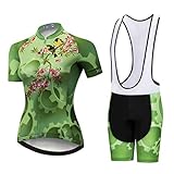 Mujeres Ciclismo Jersey Sets Deportes Transpirable Acolchado Ciclismo Ropa Ciclismo Ropa Ver, Babero Verde Gear, X-Large