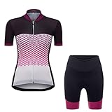 X-Labor Conjunto de maillot de ciclismo para mujer, transpirable, de manga corta y pantalón corto con acolchado 3D, ropa de ciclismo para exteriores, A-púrpura, 2XL
