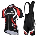 Ropa de ciclismo Juego completo de ropa de ciclismo camiseta + peto pantalones cortos, Msport 4 Red, XXL