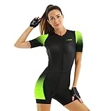 X-TIGER Ciclismo Maillot Mujer ，Ropa de Ciclismo， Manga Corta con Mallas de Ciclismo para Mujer，Bodies de Ciclismo para Mujer con Cojín 3D de Secado Rápido