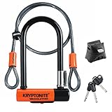 Kryptonite Evolution Mini 7 con 4' cable de lazo U-Lock Kripto Flex doble para bicicleta - Naranja y Negro