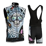 Maillot Ciclismo Hombre Sin Mangas Ropa Ciclista Verano,Conjunto Chaleco de Bicicleta Traje MTB Ciclo Sleeveless,Camiseta y Culotte Tirantes con 9D Acolchado De Gel,Cycling Jerseys Respirable(1,L)