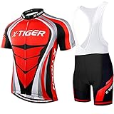 X-TIGER Hombres de Bicicleta con 5D Gel Acolchado MTB Ciclismo Tirantes Culotte Pantalones Cortos Culotes (#7, M(CN)=S(EU))