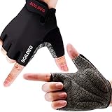 boildeg Guantes de Ciclismo de Bicicleta Guantes de Bicicleta de Carretera de Medio-Dedo para Hombres Mujeres Acolchado Antideslizante Transpirable (Negro, M)