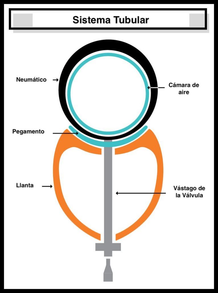 Esquema y partes de un neumatico tubular
